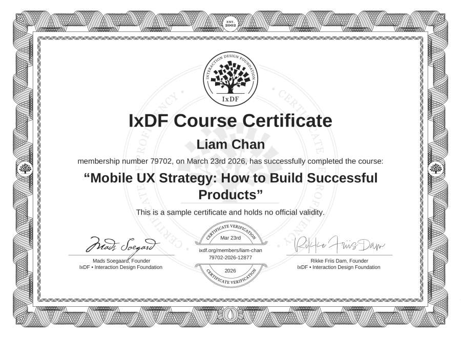 Course Certificate Example