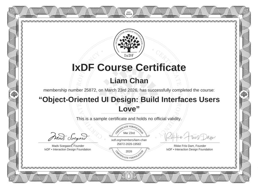 Course Certificate Example