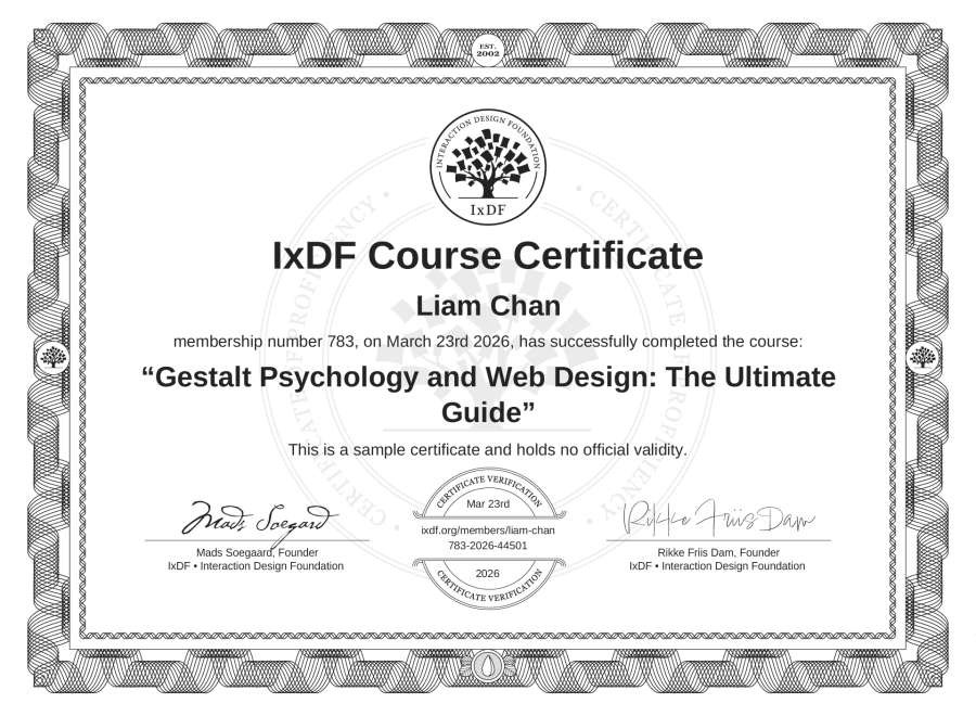 Course Certificate Example